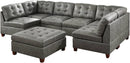 Poundex 7 Piece Breathable Leatherette Modular Sectional Sofa Set, Antique Grey