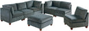 Poundex Grey 7 Piece Chenille Fabric Modular Sofa Set