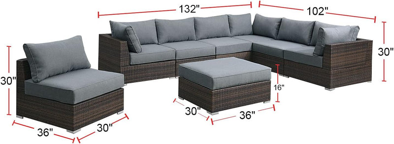 Poundex PDEX-717 Patio Set, Gray/Brown