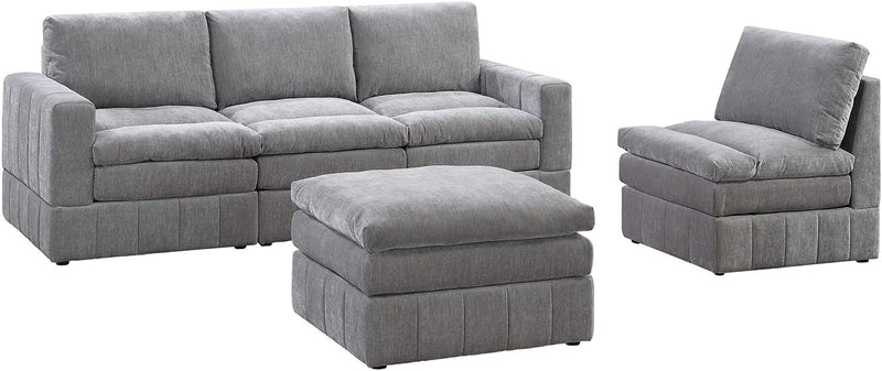 Poundex Granite Morgan Fabric 5-Piece Set Modular Sofa