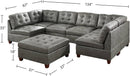 Poundex 7 Piece Breathable Leatherette Modular Sectional Sofa Set, Antique Grey