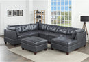 Poundex 8-Piece Leather Upholstered Modular Sectional Sofa Set with 2 Ottomans, Black