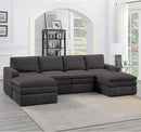 Poundex 6-Piece Upholstered Modular Sectional, Mink